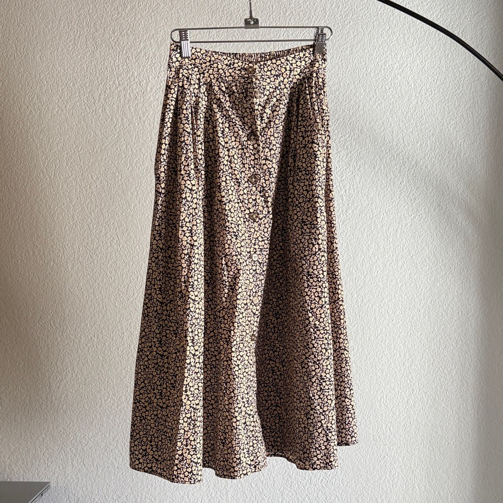 H&M Black and Cream Floral Maxi Skirt